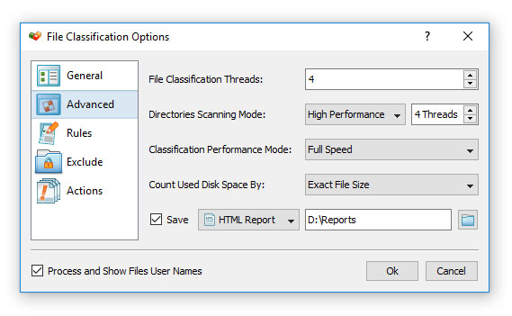 DiskBoss File Classification Options