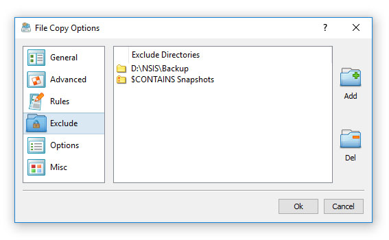 DiskBoss File Copy Exclude Directories