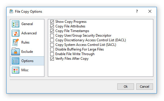 DiskBoss File Copy Advanced Options