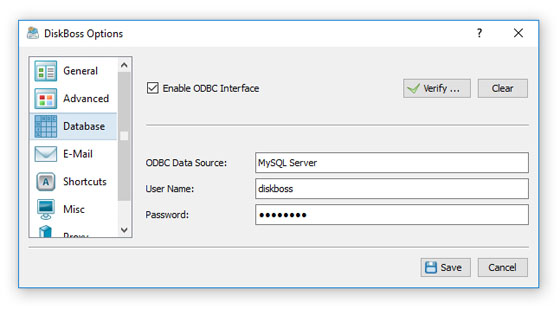 DiskBoss SQL Database Configuration