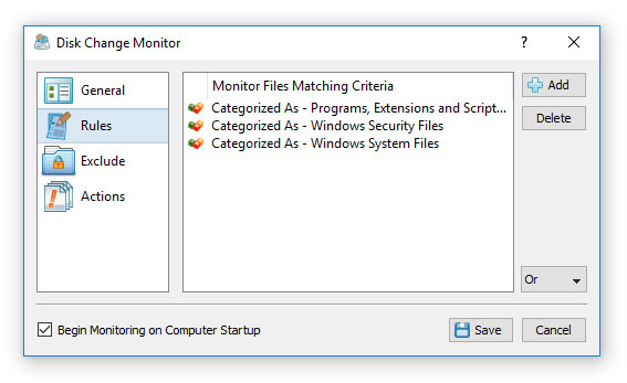 Disk Change Monitoring Rules