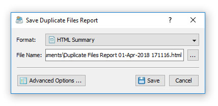 DiskBoss Duplicate Files Save Report