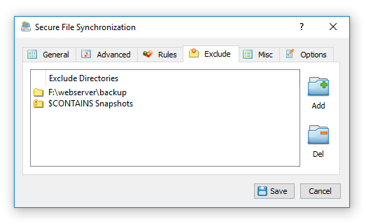 Secure File Synchronization Exclude Directories
