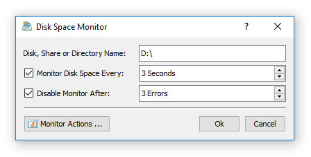 DiskBoss Server Disk Space Monitor Dialog